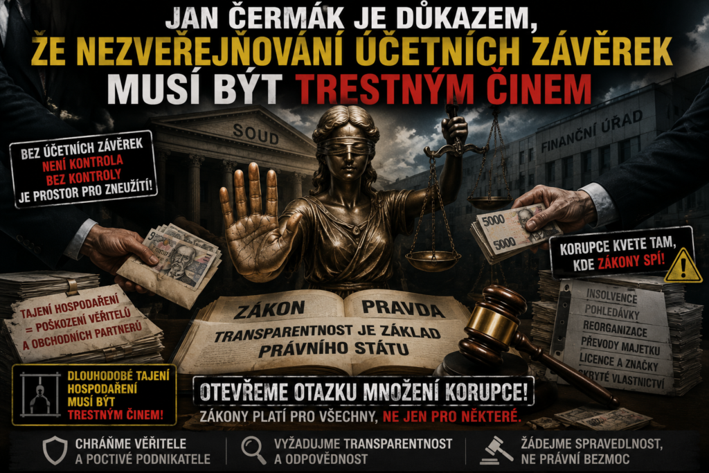 Jan Čermák je důkazem, že nezveřejňování účetních závěrek musí být trestným činem